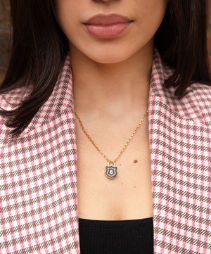 Kirstie Le Marque - 9ct Gold-Plated Diamond and Black Enamel Chunky Lock Pendant Necklace image number 3