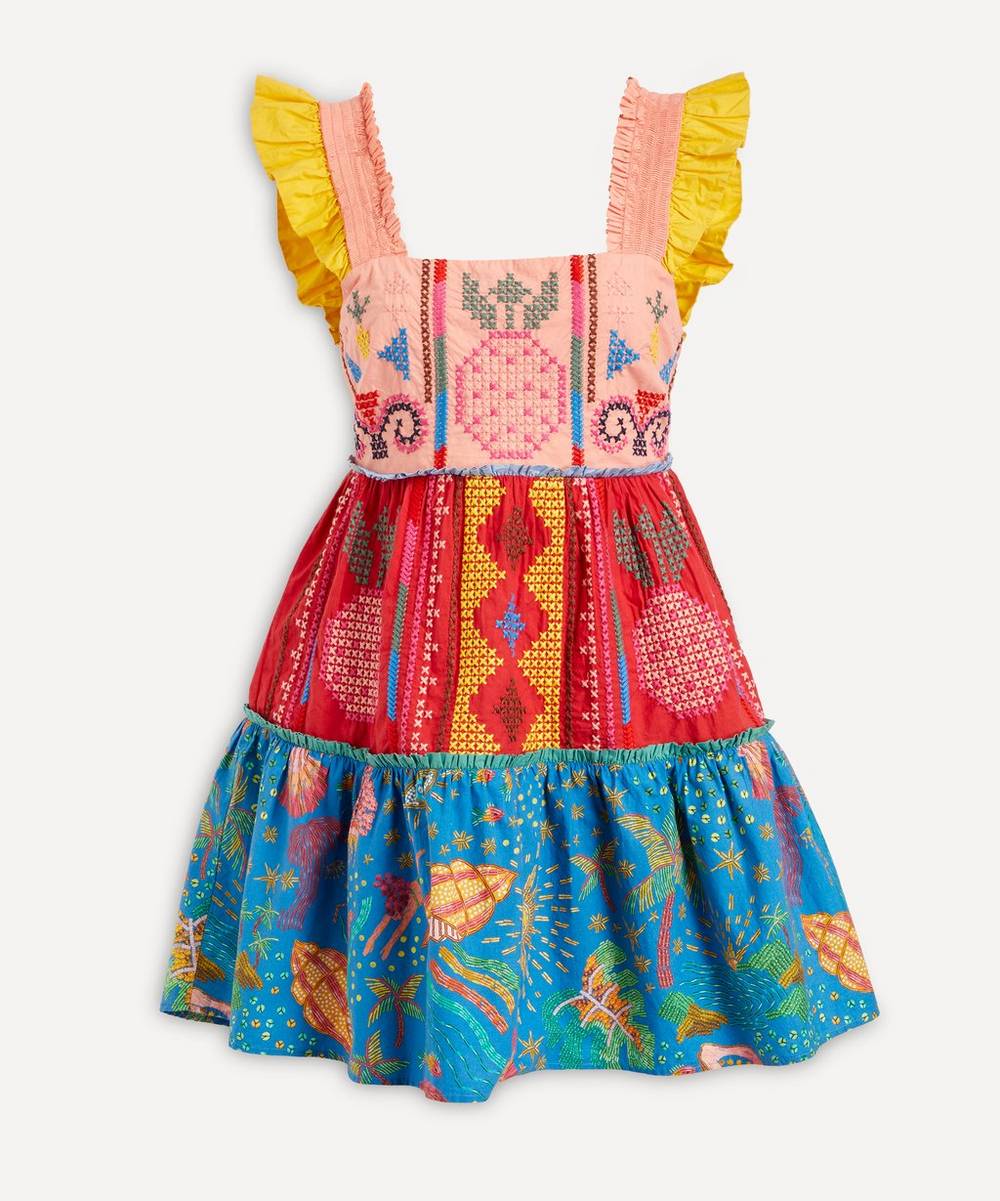 FARM Rio - Colour Blocking Embroidered Mini-Dress