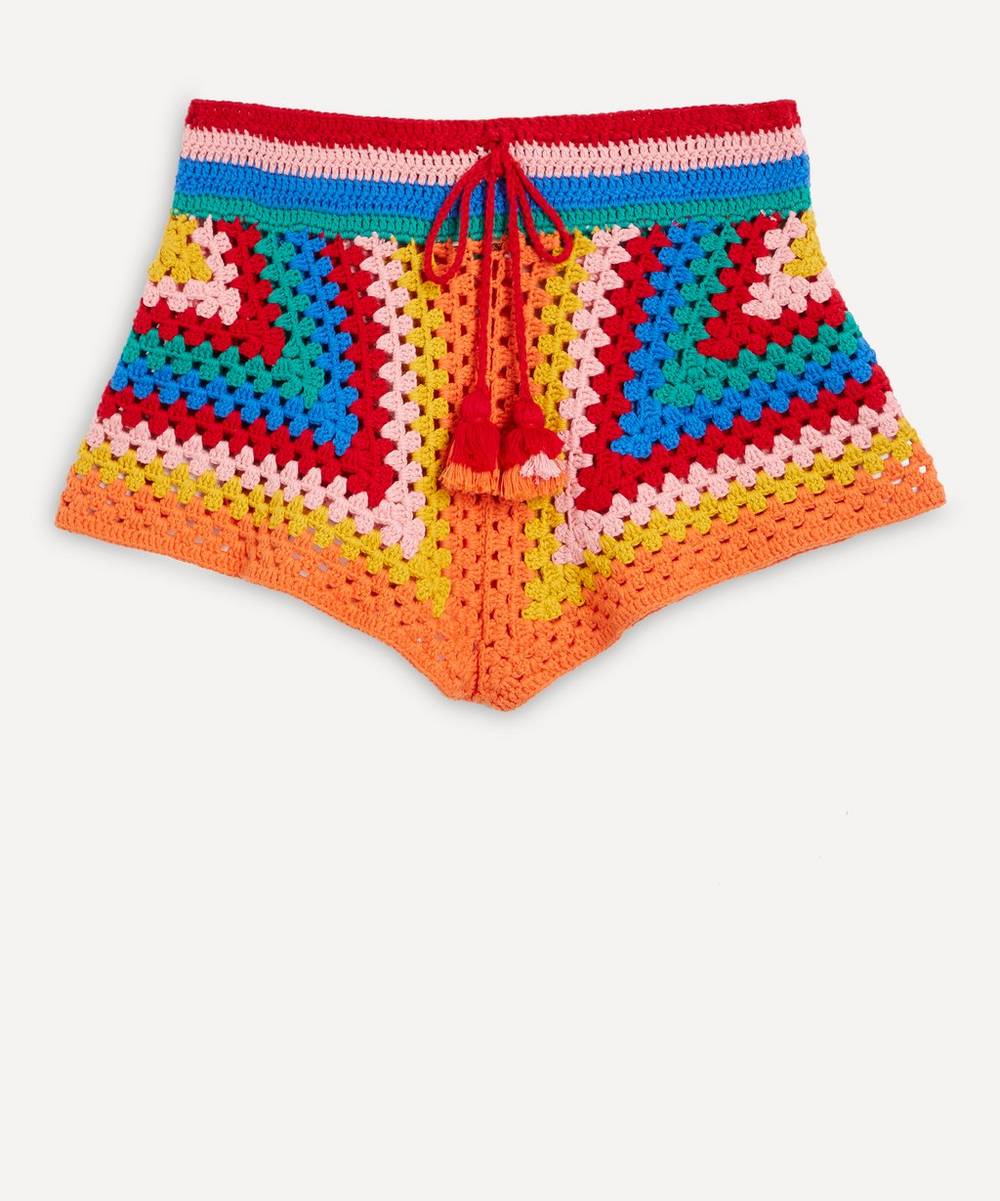 FARM Rio - Rainbow Crochet Squares Shorts