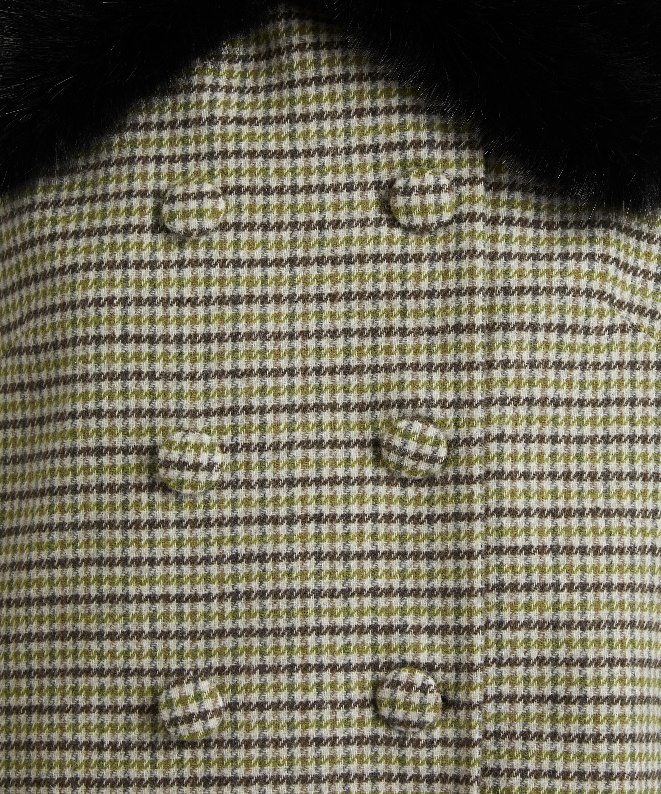 Shrimps - Aurelia Faux Fur-Trimmed Houndstooth Coat image number 4