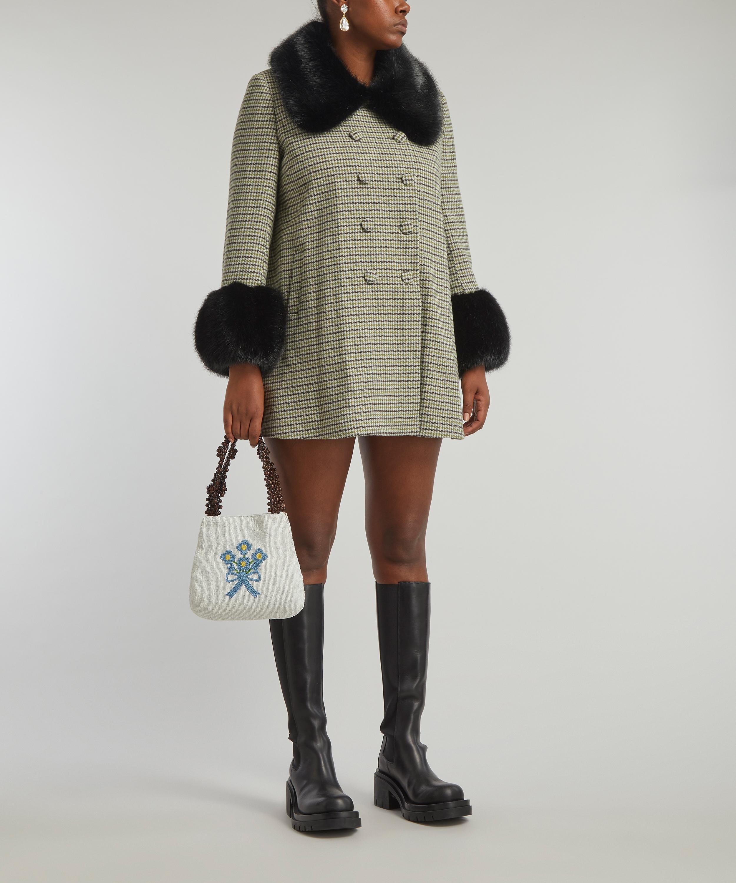 Shrimps - Aurelia Faux Fur-Trimmed Houndstooth Coat image number 5