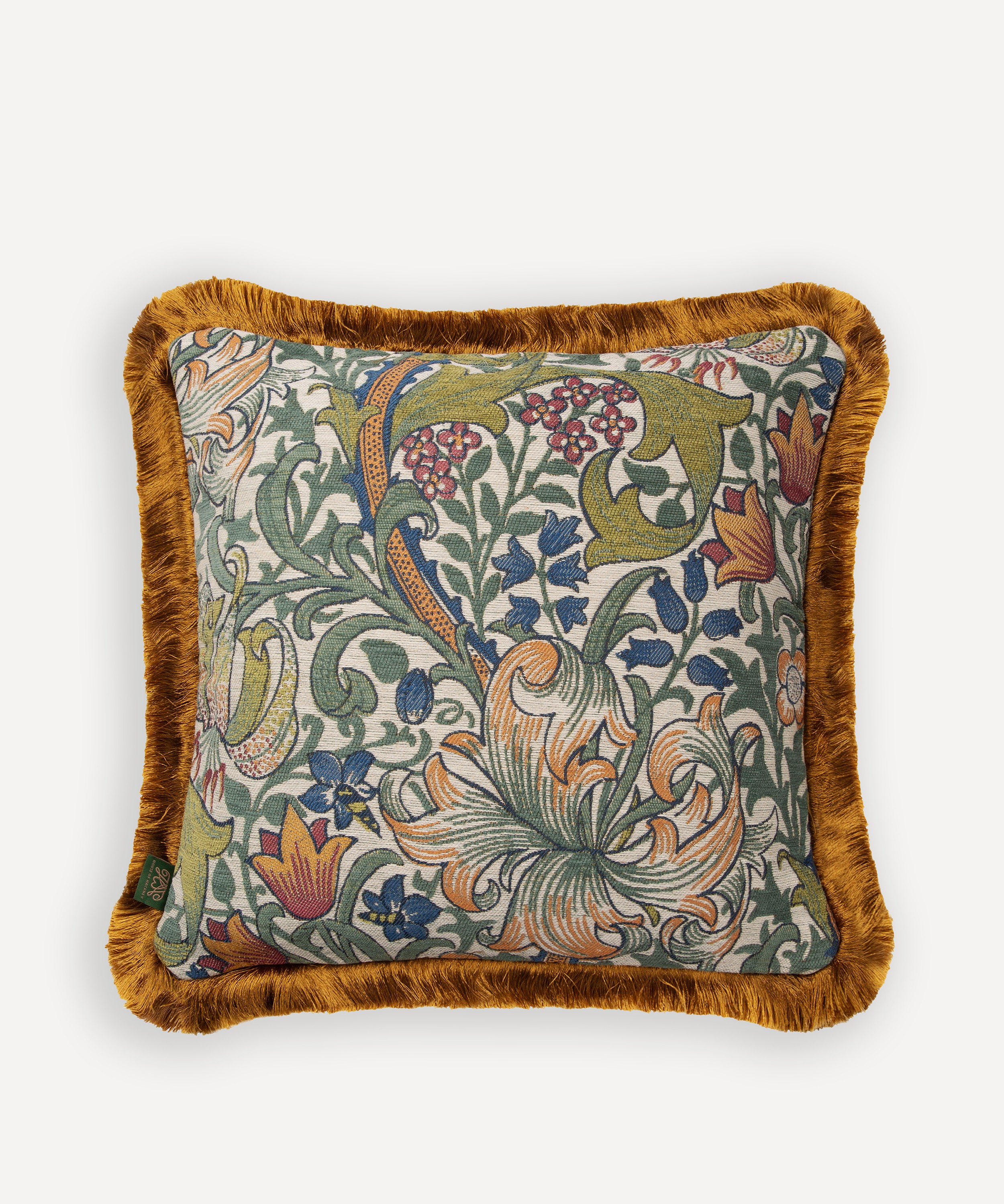 House of Hackney - Golden Lily Medium Cotton-Jacquard Fringed Cushion image number 0