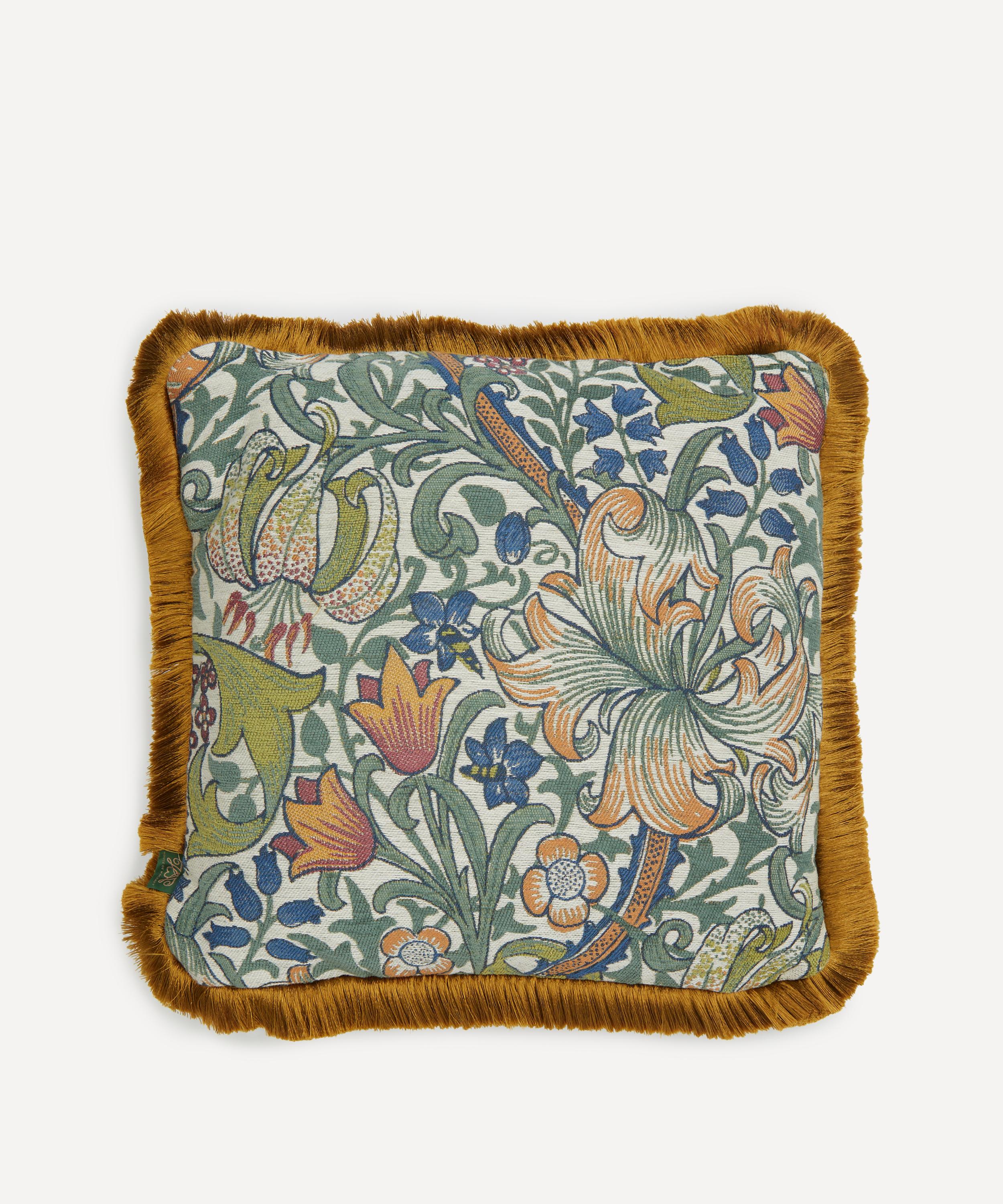 House of Hackney - Golden Lily Medium Cotton-Jacquard Fringed Cushion