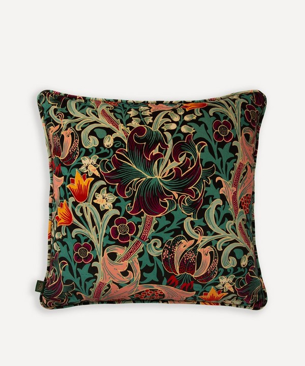 House of Hackney - Golden Lily Large Cotton-Velvet Cushion image number null