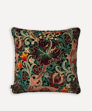 House of Hackney - Golden Lily Large Cotton-Velvet Cushion image number 0