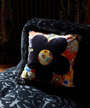 House of Hackney - Lamorna Medium Cotton-Velvet Fringed Cushion image number 1