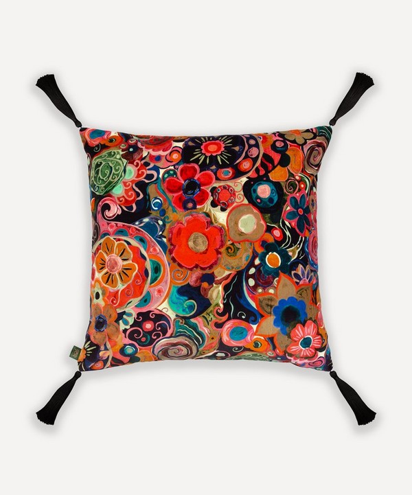 House of Hackney - Nanjizal Large Cotton-Velvet Tassel Cushion image number 0