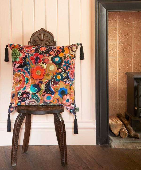 House of Hackney - Nanjizal Large Cotton-Velvet Tassel Cushion image number 1
