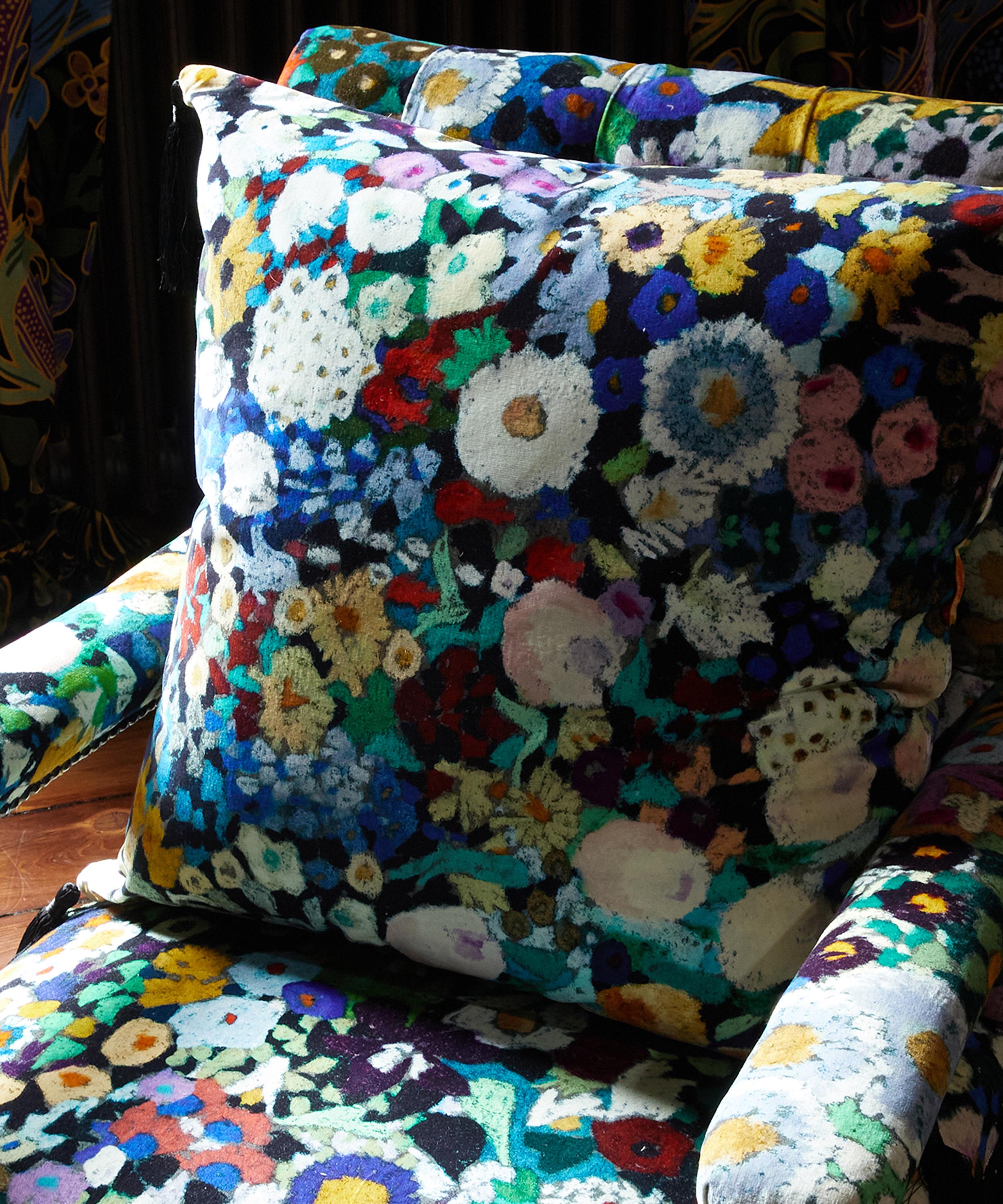 House of Hackney - Woodstock Large Cotton-Velvet Tassel Cushion image number 1