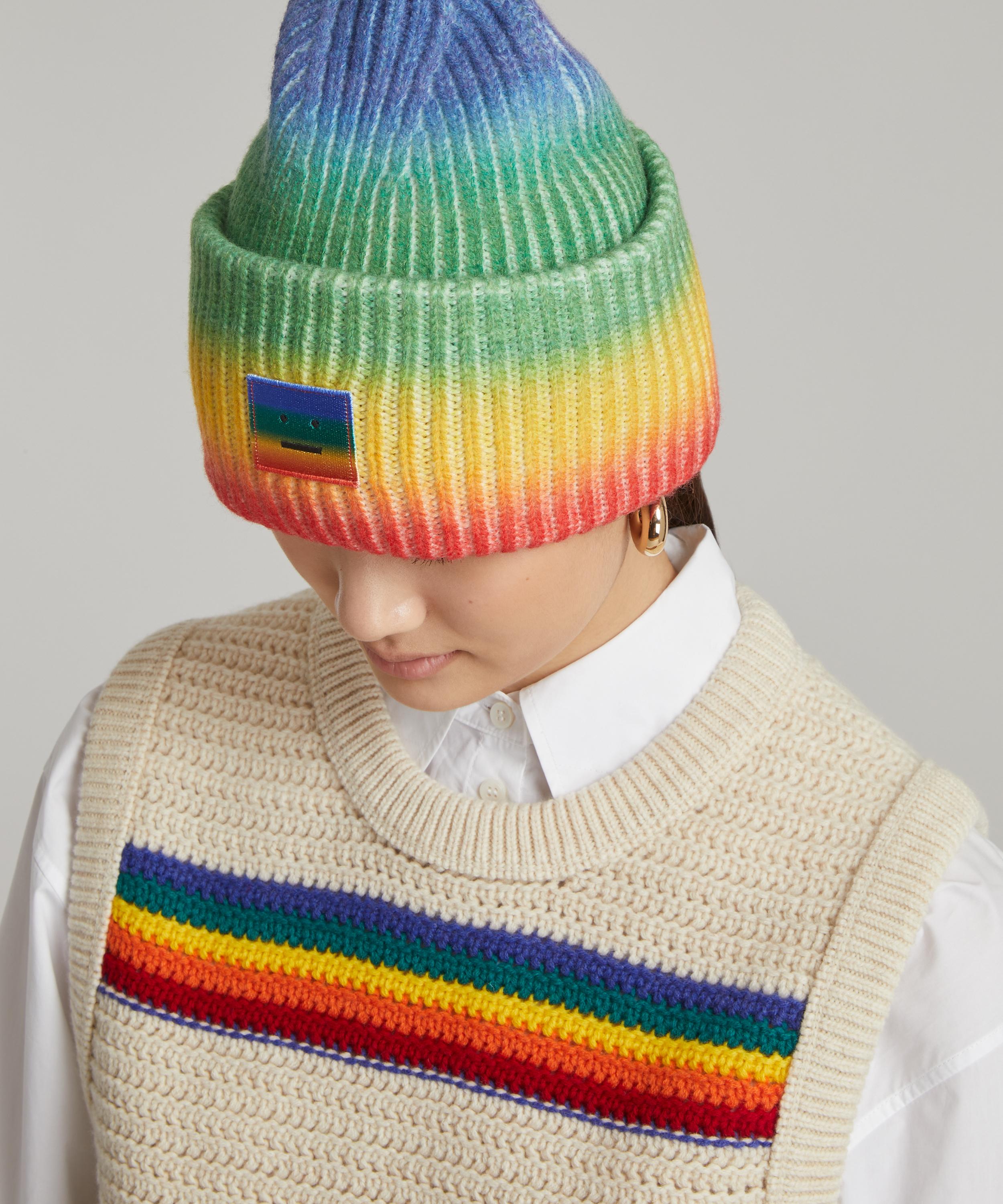 Acne Studios Pansy Rainbow Face Wool Beanie Liberty