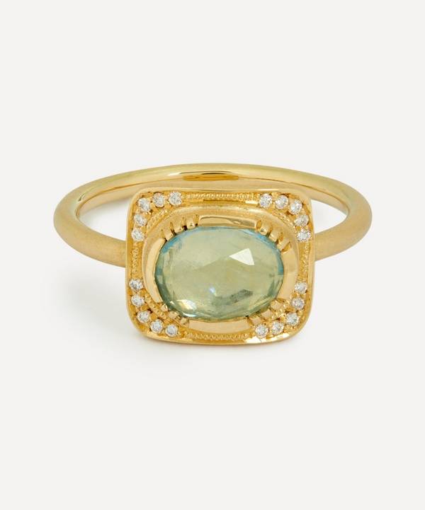 Brooke Gregson - 18ct Gold Harmony Shield Aquamarine Diamond Ring