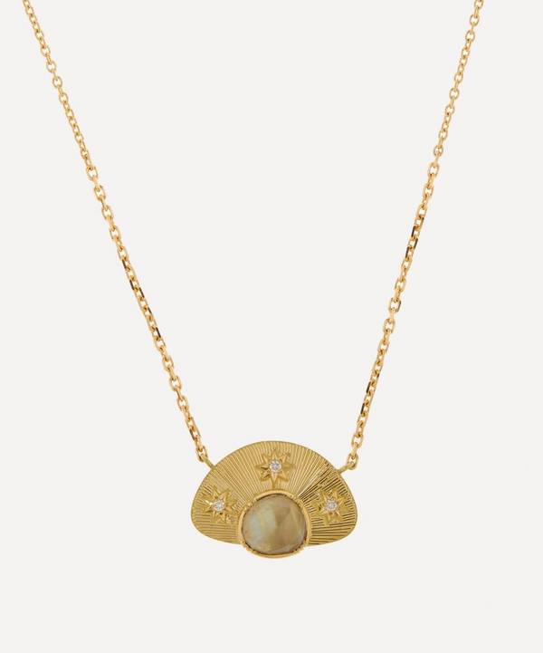 Brooke Gregson - 18ct Gold Moonstone Stargaze Engraved Pendant Necklace image number 0
