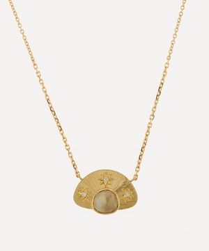 Brooke Gregson - 18ct Gold Moonstone Stargaze Engraved Pendant Necklace image number 0