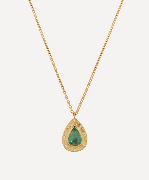 Brooke Gregson - 18ct Gold Emerald Engraved Starlight Pendant Necklace image number null