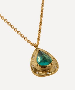 Brooke Gregson - 18ct Gold Emerald Engraved Starlight Pendant Necklace image number 3