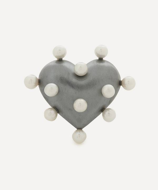 Rachel Quinn - Sterling Silver Pin Cushion Pearl Heart Ring image number 0