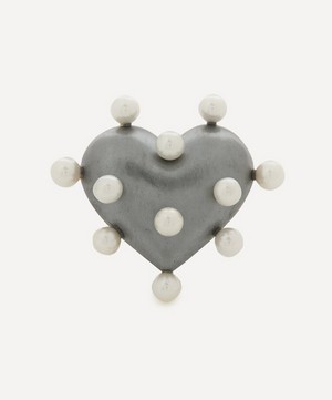 Rachel Quinn - Sterling Silver Pin Cushion Pearl Heart Ring image number 0
