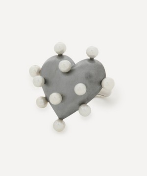 Rachel Quinn - Sterling Silver Pin Cushion Pearl Heart Ring image number 2