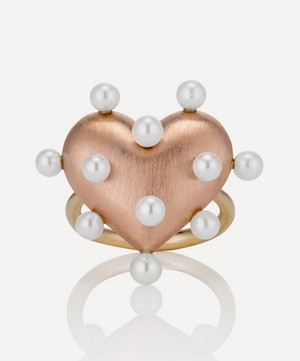 Rachel Quinn - Sterling Silver Pin Cushion Pearl Heart Ring image number 4