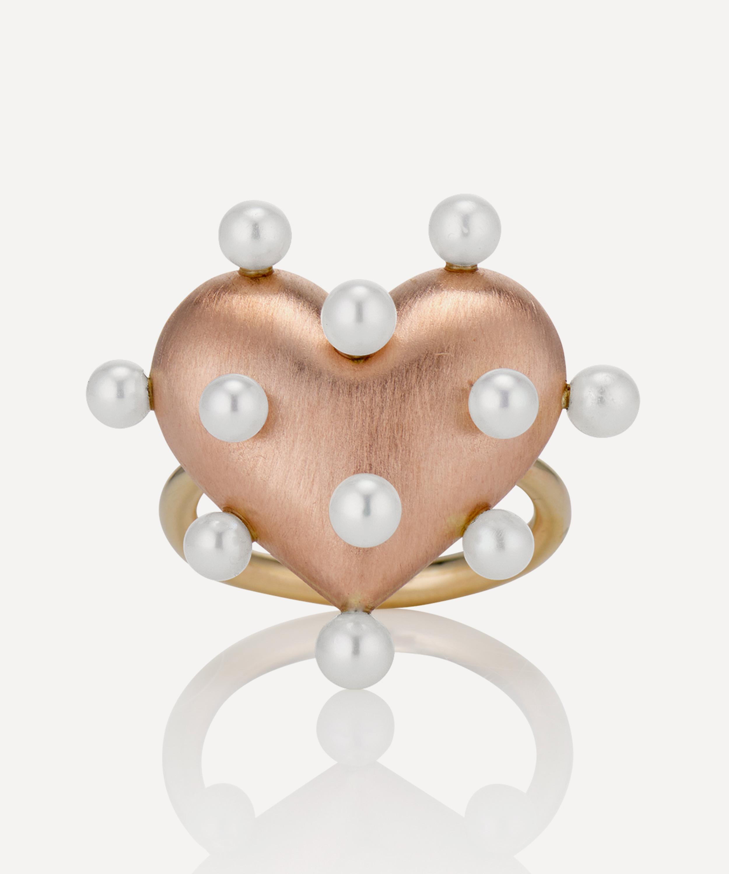 Rachel Quinn Sterling Silver Pin Cushion Pearl Heart Ring | Liberty