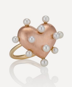 Rachel Quinn - Sterling Silver Pin Cushion Pearl Heart Ring image number 5