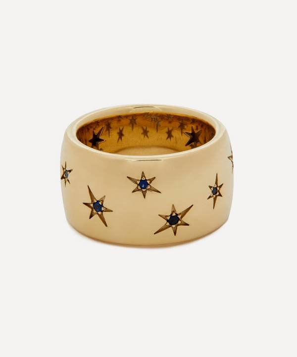 Liberty - 9ct Gold Handmade Ianthe Star Blue Sapphire Large Band Ring