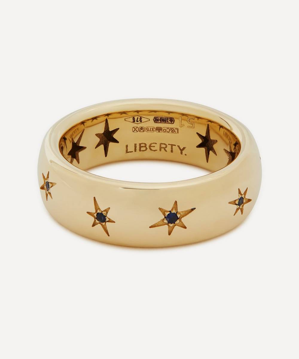 Liberty - 9ct Gold Handmade Ianthe Star Blue Sapphire Medium Band Ring