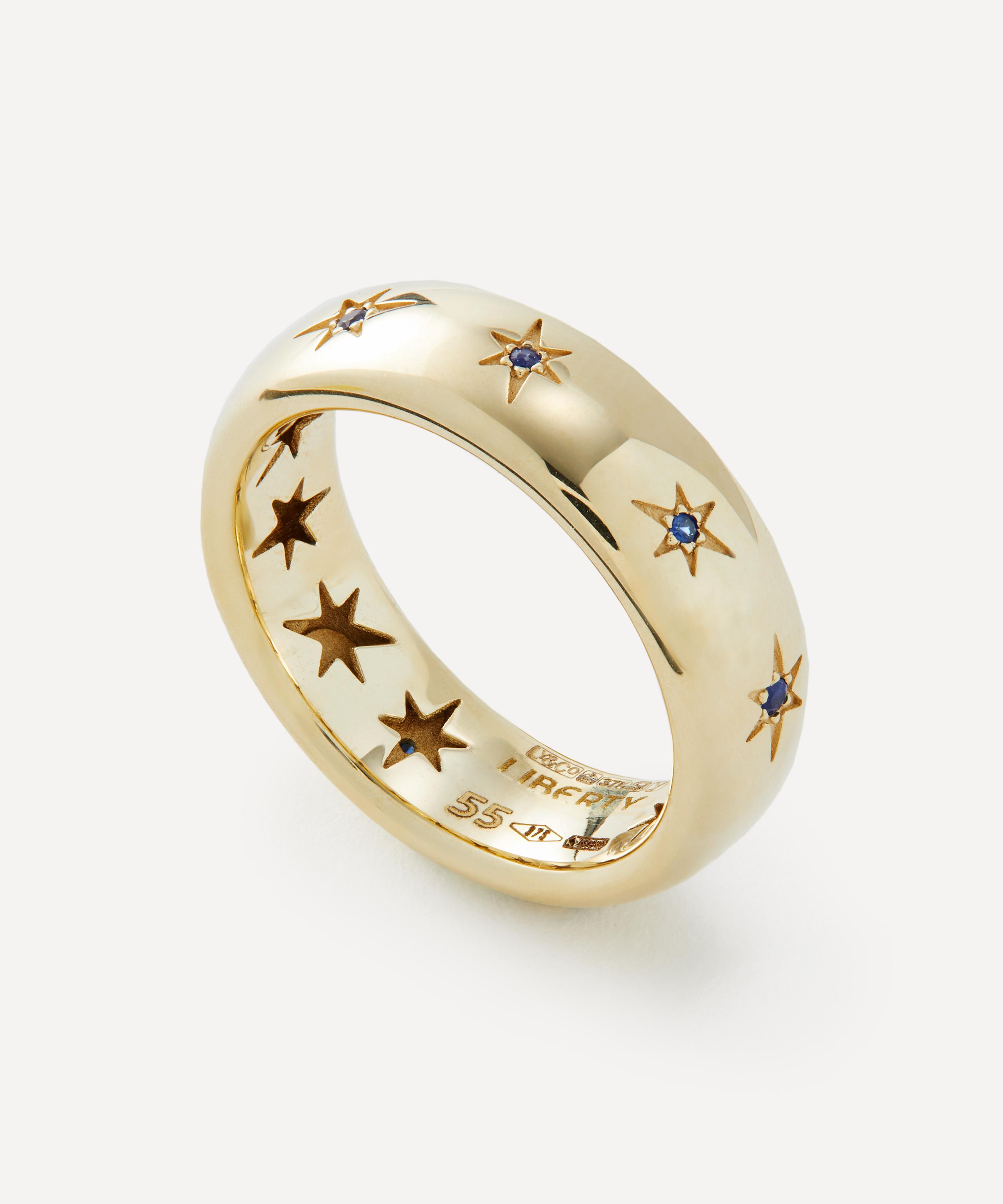 Liberty - 9ct Gold Handmade Ianthe Star Blue Sapphire Medium Band Ring