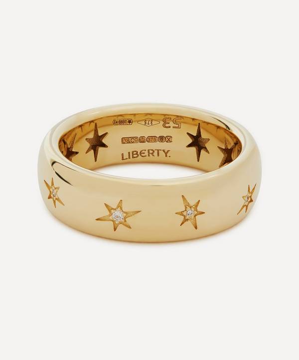 Liberty - 9ct Gold Handmade Ianthe Star Diamond Medium Band Ring