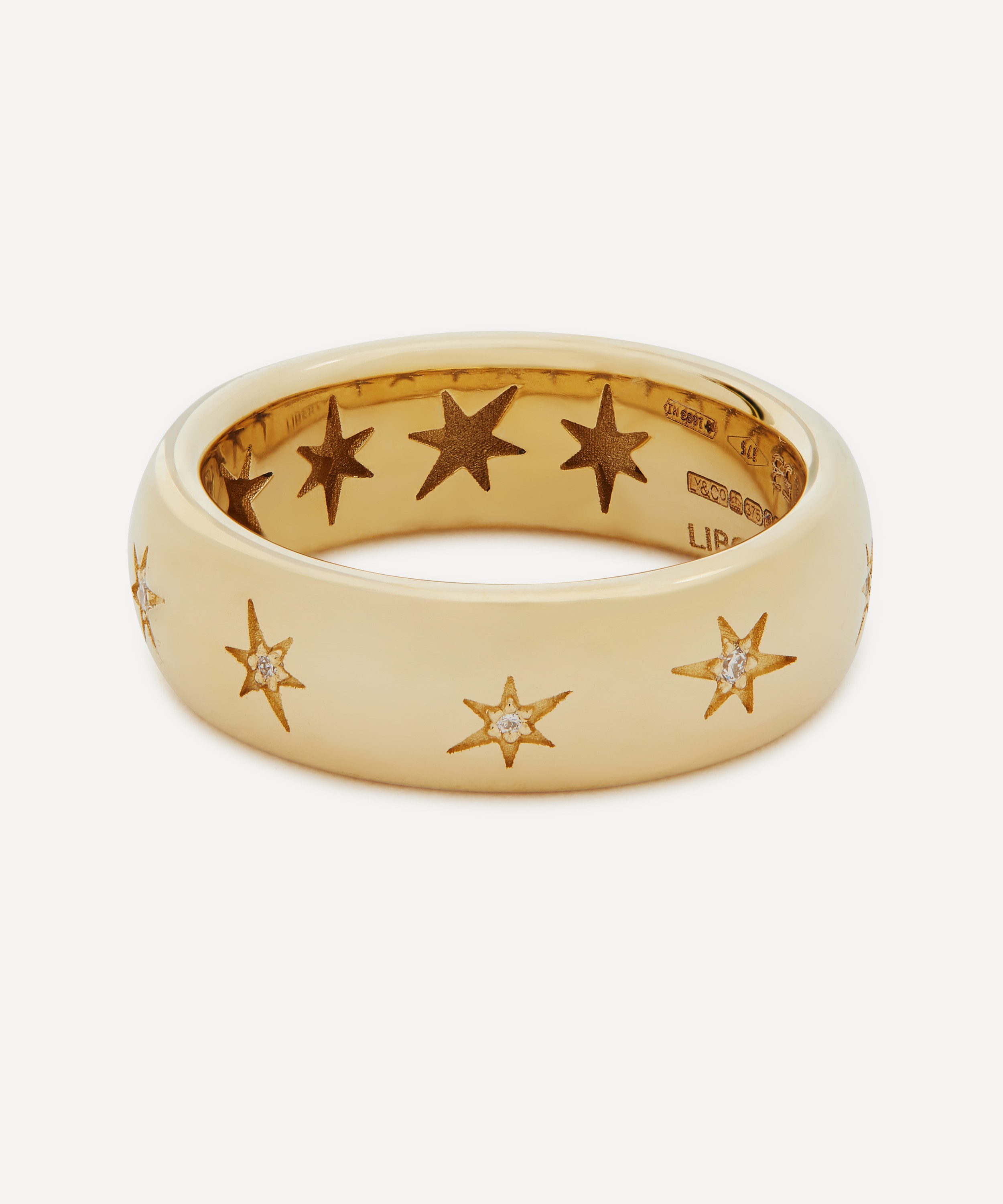 Liberty - 9ct Gold Handmade Ianthe Star Diamond Medium Band Ring image number 2