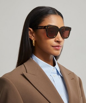 Gucci - Havana Acetate Square Sunglasses image number 1