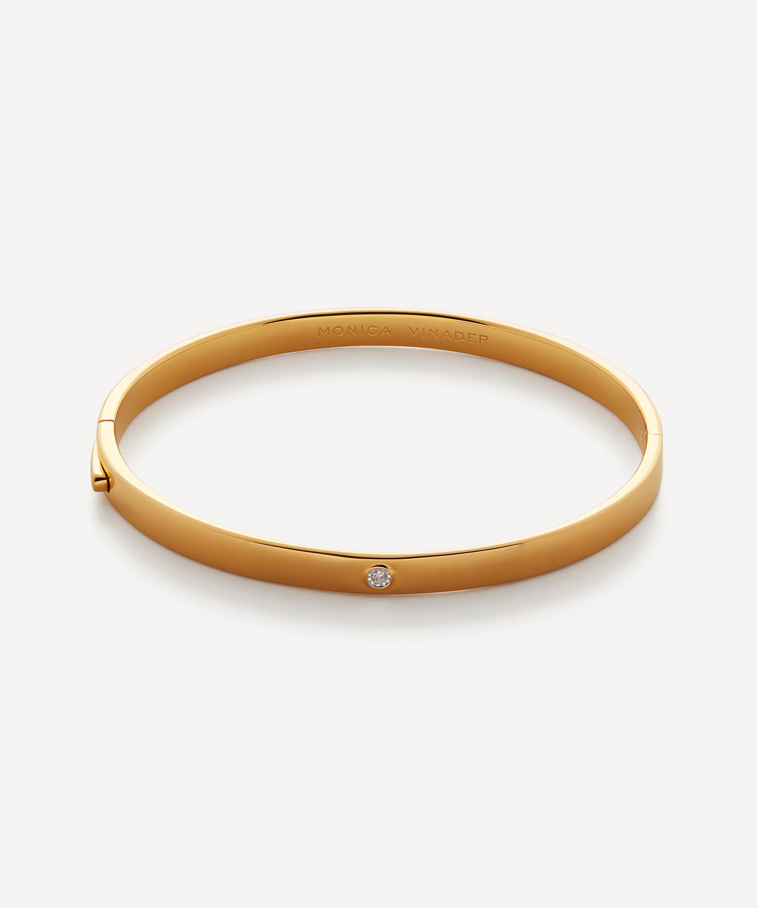 Monica Vinader - Gold Plated Vermeil Silver Diamond Essential Bangle Bracelet image number 0