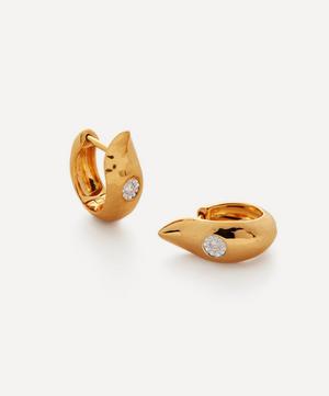 Monica Vinader - 18ct Gold Plated Vermeil Silver Deia Diamond Small Hoop Earrings image number 0
