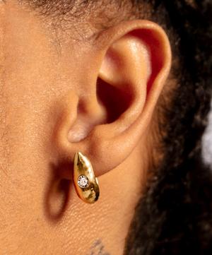 Monica Vinader - 18ct Gold Plated Vermeil Silver Deia Diamond Small Hoop Earrings image number 2