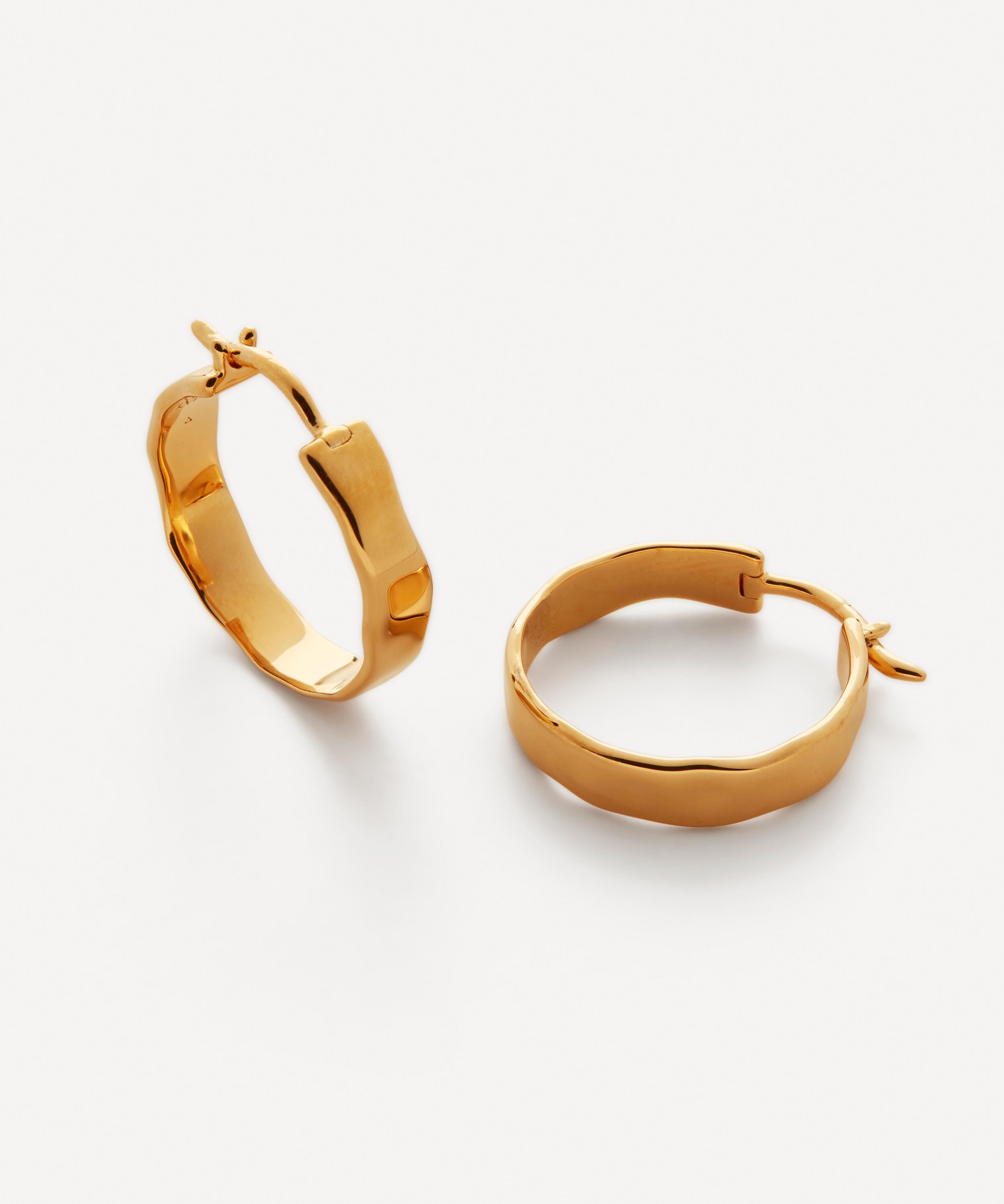 Monica Vinader - 18ct Gold Plated Vermeil Silver Siren Muse Wave Small Hoop Earrings image number 0