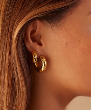 Monica Vinader - 18ct Gold Plated Vermeil Silver Siren Muse Chunky Small Hoop Earrings image number 1