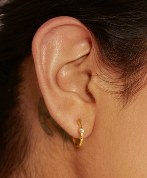 Monica Vinader - 18ct Gold Plated Vermeil Silver Siren Diamond Small Hoop Earrings image number 1