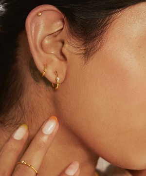 Monica Vinader - 18ct Gold Plated Vermeil Silver Siren Diamond Small Hoop Earrings image number 2