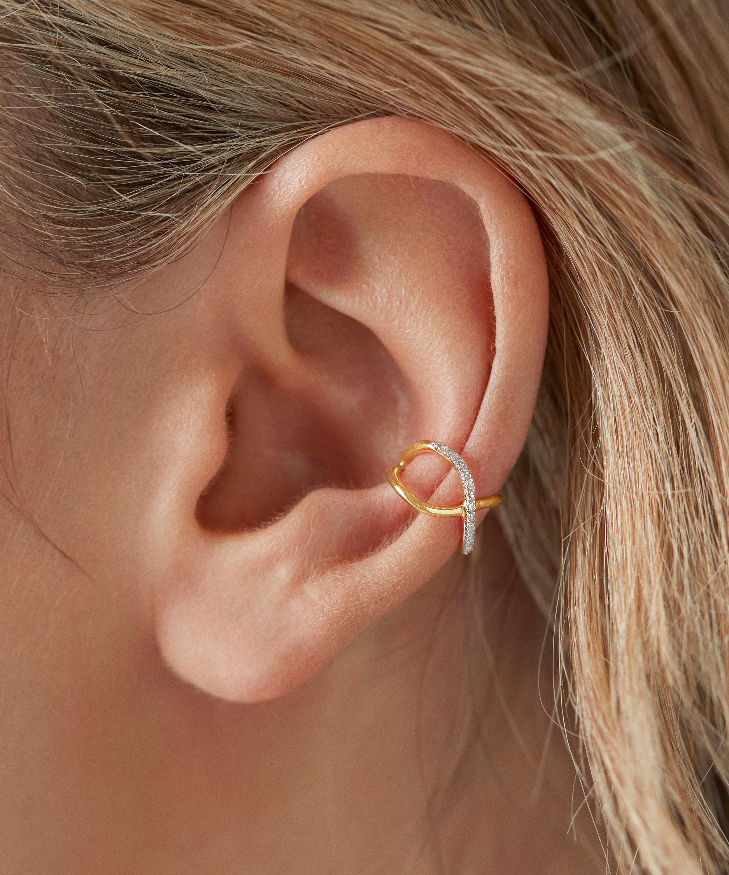 Monica Vinader - 18ct Gold Plated Vermeil Silver Riva Crossover Diamond Ear Cuff image number 1