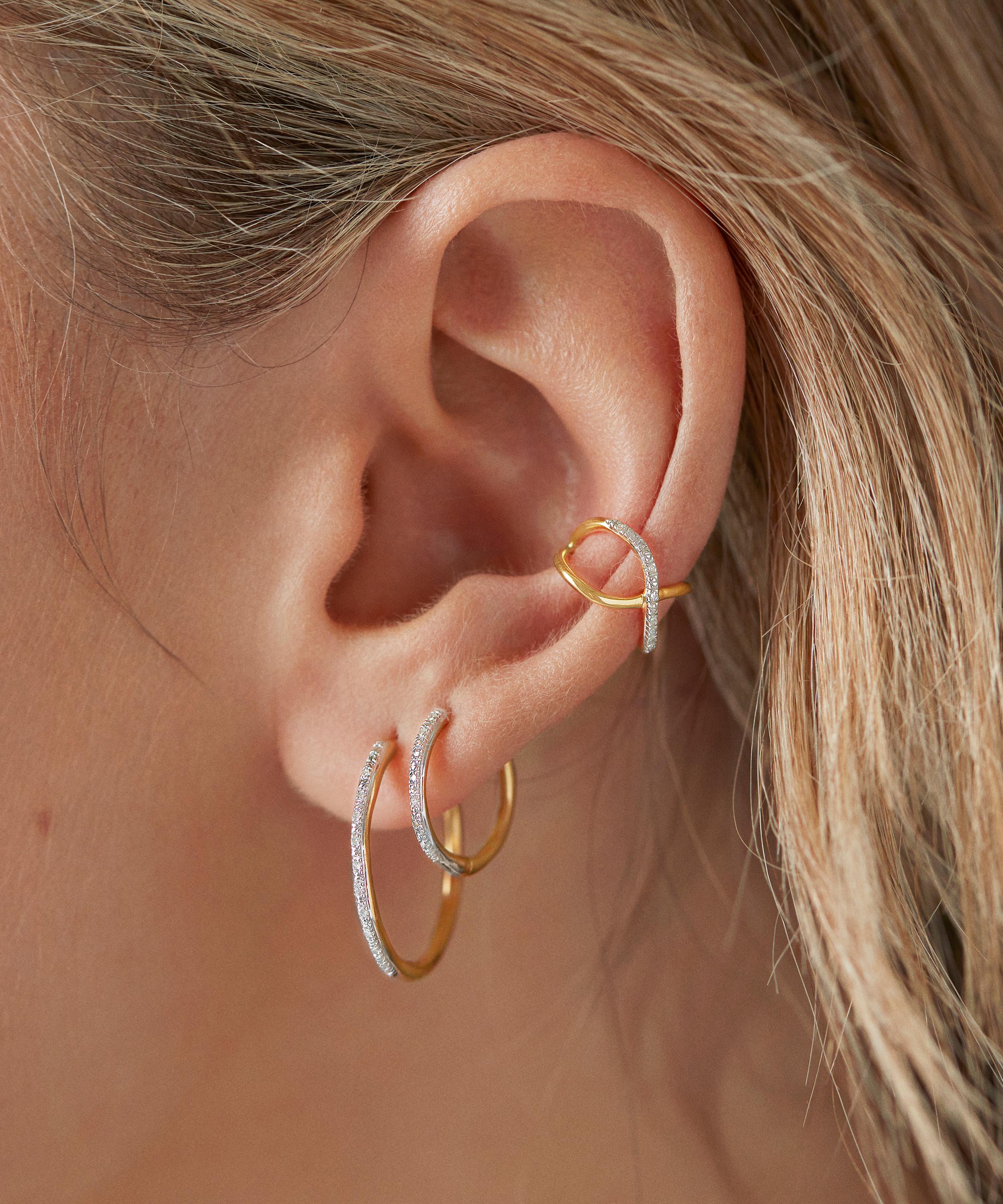 Monica Vinader - 18ct Gold Plated Vermeil Silver Riva Crossover Diamond Ear Cuff image number 2