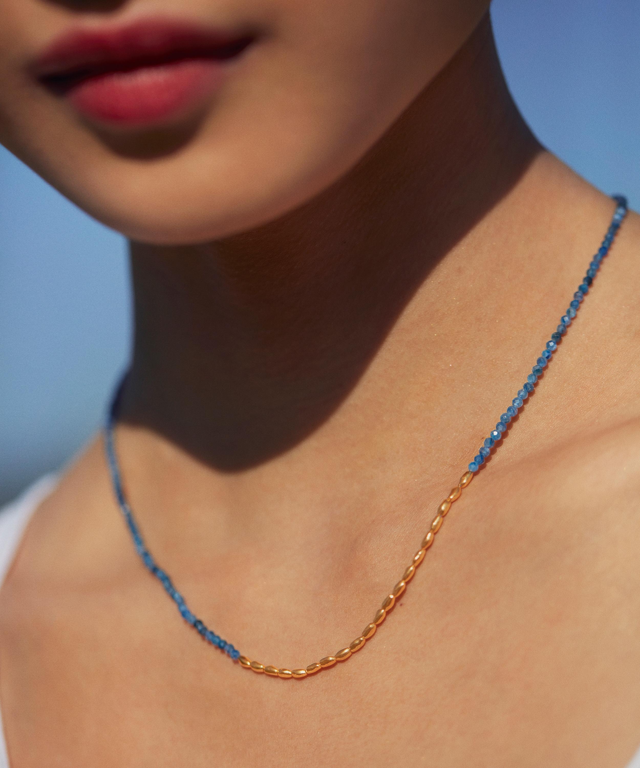 Monica Vinader - Gold Plated Vermeil Silver 16-18" Mini Nugget Gemstone Beaded Necklace image number 1