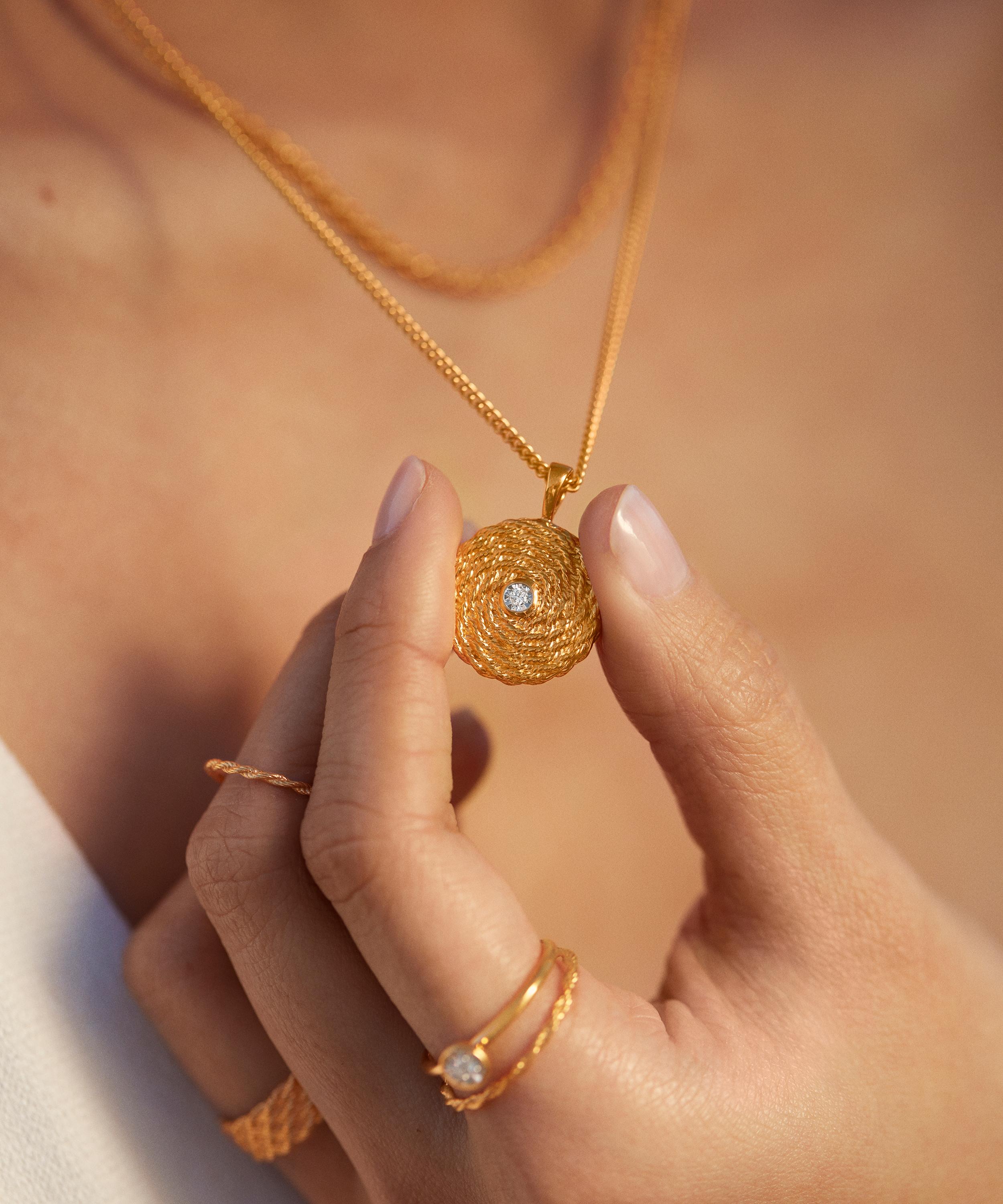 Monica Vinader - 18ct Gold Plated Vermeil Silver Corda Diamond Locket Pendant image number 2