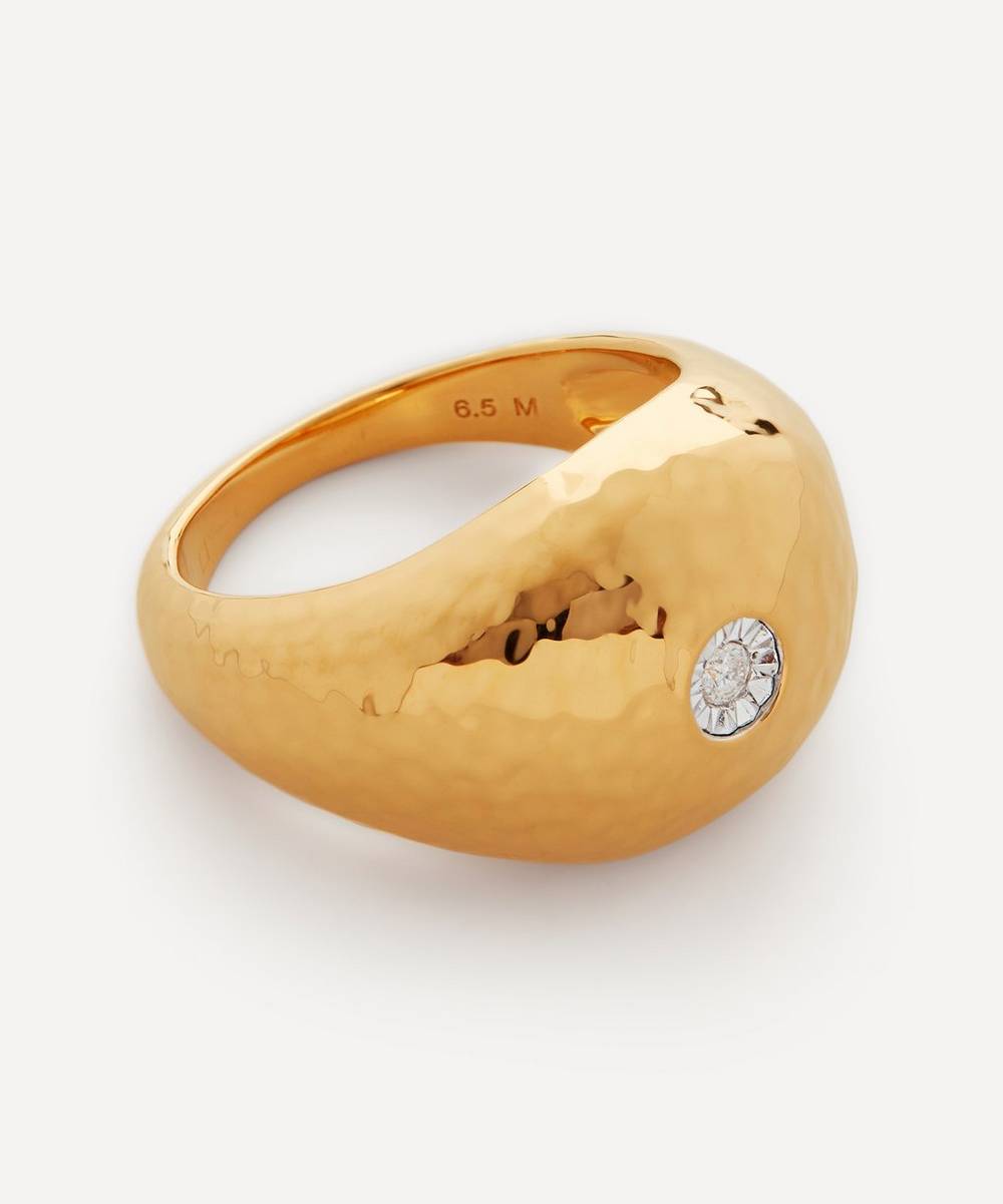 Monica Vinader - 18ct Gold Plated Vermeil Silver Deia Diamond Ring