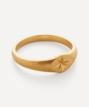 Monica Vinader - Gold Plated Vermeil Silver Guiding Star Signet Ring image number 0