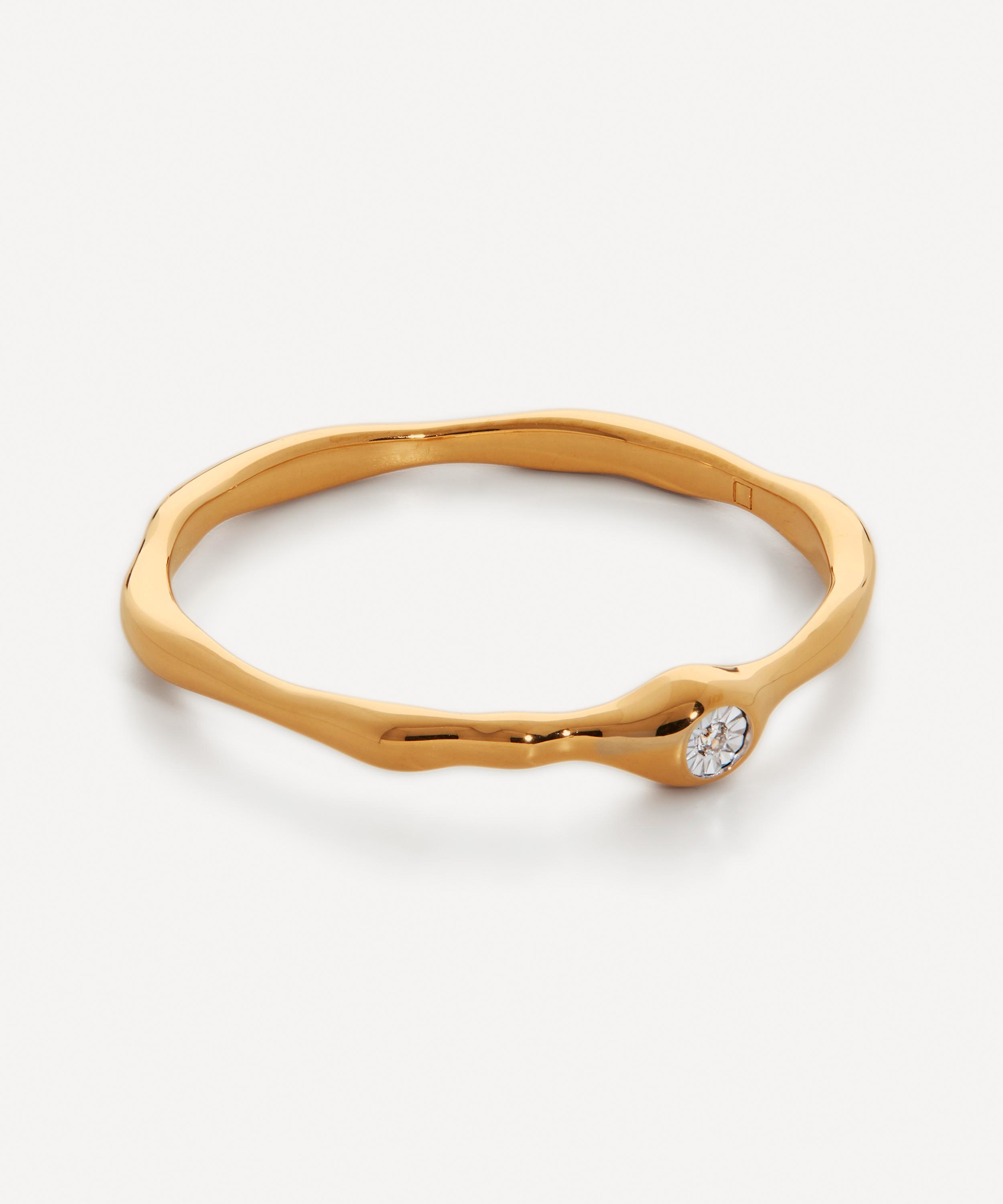 Monica Vinader - 18ct Gold Plated Vermeil Silver Siren Mini Diamond Stacking Ring image number 