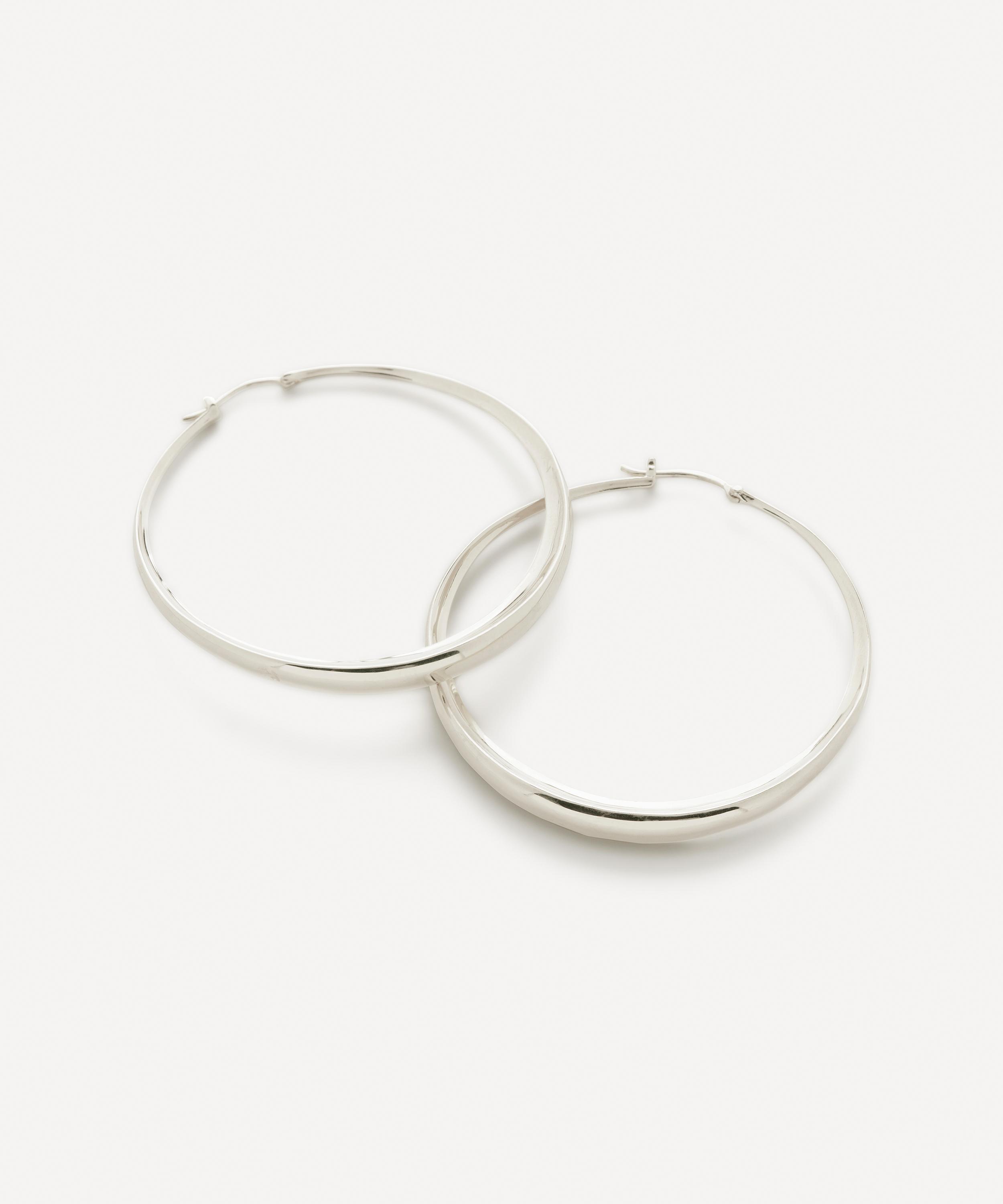Monica Vinader - Sterling Silver Siren Deia Chamfered Large Hoop Earrings image number 0