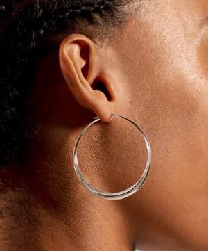 Monica Vinader - Sterling Silver Siren Deia Chamfered Large Hoop Earrings image number 2
