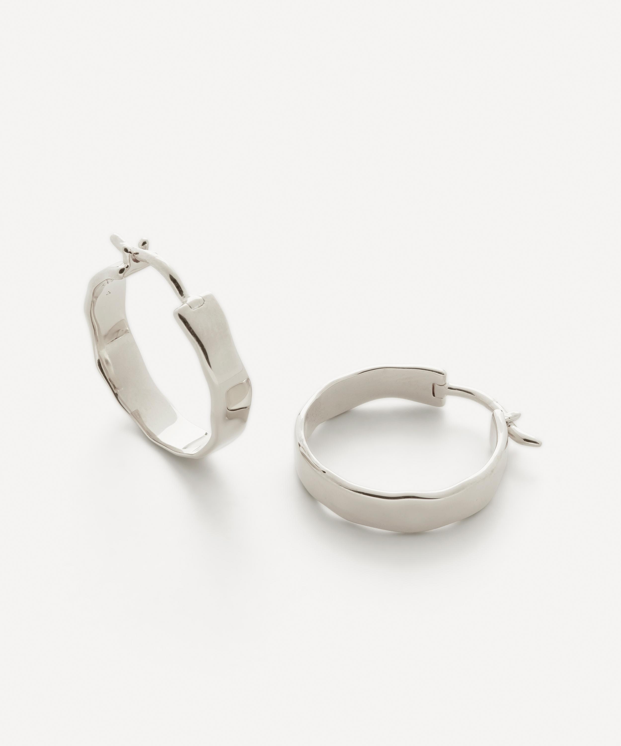 Monica Vinader - Sterling Silver Siren Muse Wave Small Hoop Earrings image number 0
