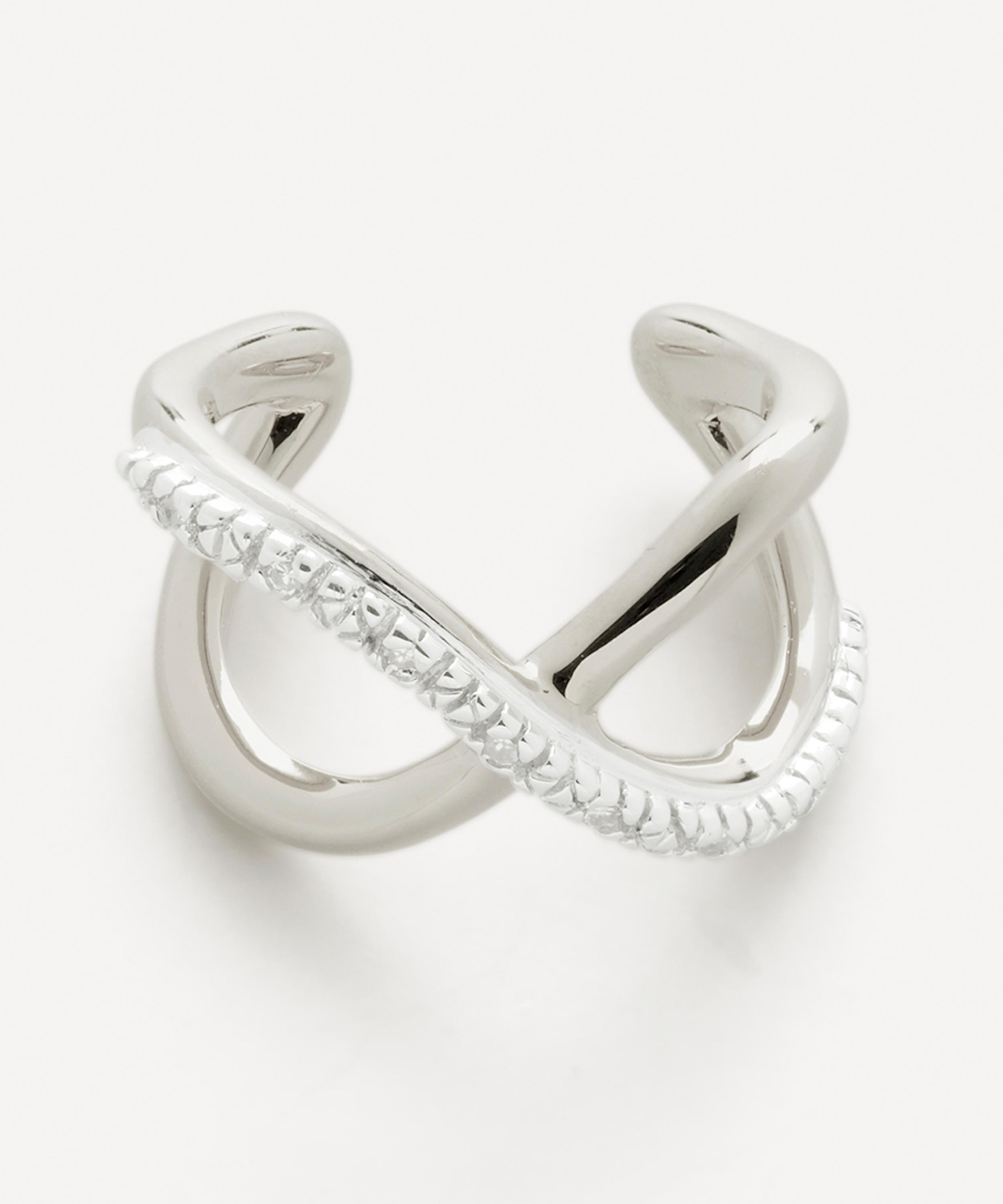 Monica Vinader - Sterling Silver Riva Crossover Diamond Ear Cuff image number 0