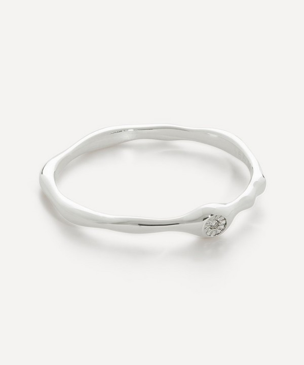 Monica Vinader - Sterling Silver Siren Mini Diamond Stacking Ring image number null